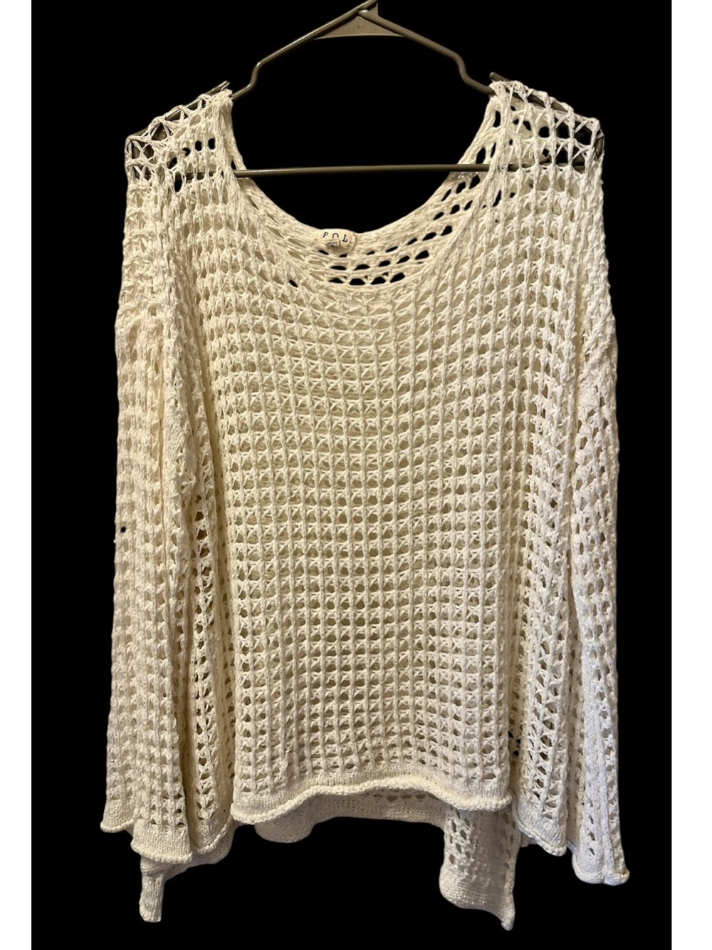 Pol White Open Weave Long Sleeve